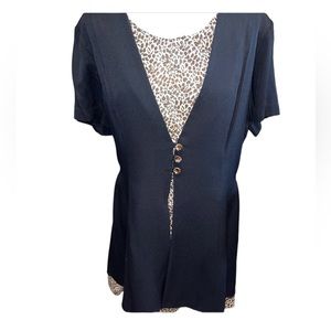 Sheri Martin Black dress‎ with cheetah accents size 16